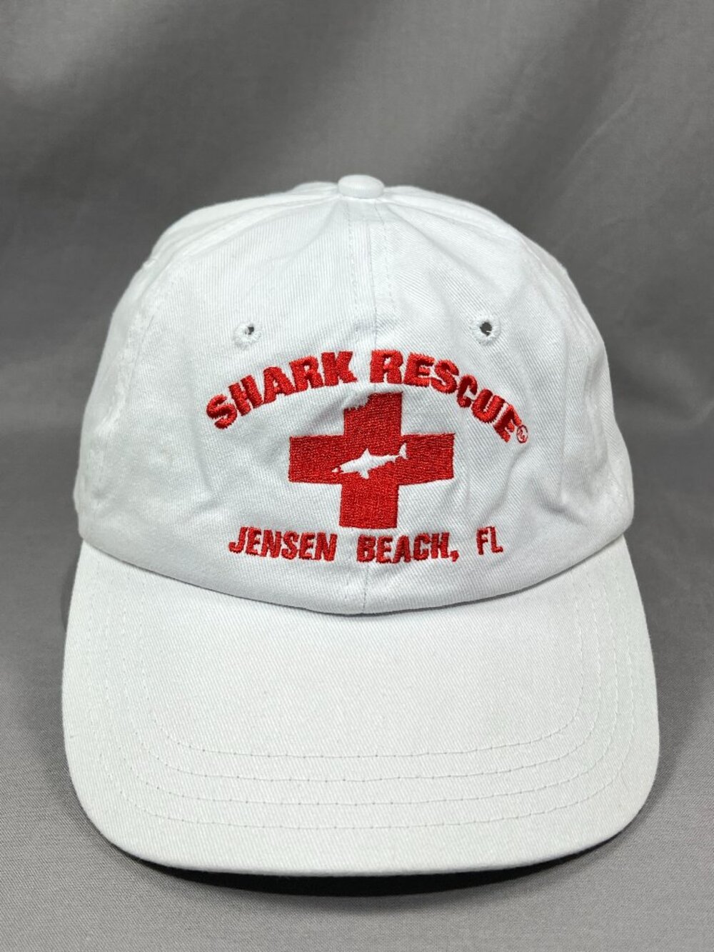 Shark Rescue Jensen Beach Florida Hat Strapback White Adjustable Adult Dad Cap